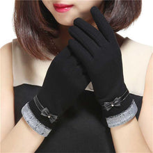 Load image into Gallery viewer, Autumn and Winter Women's Non-Inverted Velvet Touch Screen Warm Bow Slimming Gloves Finger Korean Style Gloves