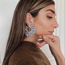 Load image into Gallery viewer, Autumn and Winter Earrings New SUNFLOWER Alloy Diamond Rhinestone Glass Drill Earrings Banquet Ear Rings Decoration