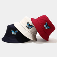 Load image into Gallery viewer, Girl Butterfly Bucket Hat Korean Style Outdoor Couple Sun Protection Sun Hat Monochrome Bucket Hat