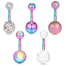 Load image into Gallery viewer, 5 6-Piece Set Belly Ring Color Polymer Clay Navel Stud Navel Buckle Piercing Jewelry