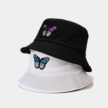 Load image into Gallery viewer, Girl Butterfly Bucket Hat Korean Style Outdoor Couple Sun Protection Sun Hat Monochrome Bucket Hat