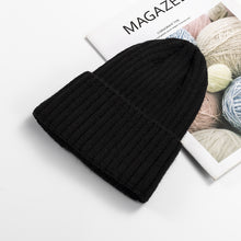 Load image into Gallery viewer, Autumn and Winter Knitted Hat Women's Fashion Cotton Cashmere Korean Warm Woolen Cap Solid Color Flanging Men's Pullover