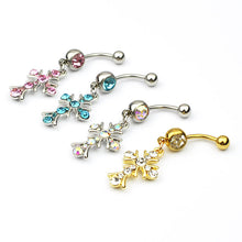Load image into Gallery viewer, Piercing Jewelry Cross Diamond Belly Ring Alloy Pendant Navel Stud Navel Decoration