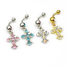 Load image into Gallery viewer, Piercing Jewelry Cross Diamond Belly Ring Alloy Pendant Navel Stud Navel Decoration