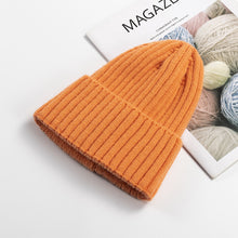 Load image into Gallery viewer, Autumn and Winter Knitted Hat Women's Fashion Cotton Cashmere Korean Warm Woolen Cap Solid Color Flanging Men's Pullover