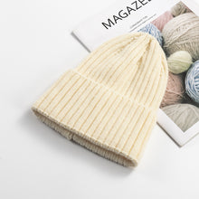 Load image into Gallery viewer, Autumn and Winter Knitted Hat Women's Fashion Cotton Cashmere Korean Warm Woolen Cap Solid Color Flanging Men's Pullover