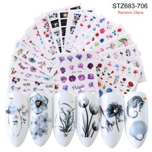 Load image into Gallery viewer, 24 Pcs Halloween Nail Art Water Sticker Set Anime Skull Bone Decals Gel Polish Slider Accessories Nail Decorations LASTZ731-755