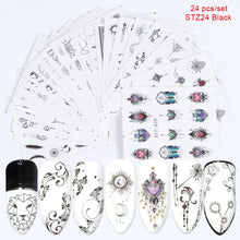 Load image into Gallery viewer, 24 Pcs Halloween Nail Art Water Sticker Set Anime Skull Bone Decals Gel Polish Slider Accessories Nail Decorations LASTZ731-755