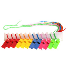 Load image into Gallery viewer, 24 Pcs Color Plastic Cheer Sports Basketball Soccer Ball Fans Referee Whistle Wholesale Dropshipping