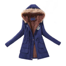 Load image into Gallery viewer, Women Winter Fashion Cotton Jacket Coat Parka Short Fur Collar Hooded Zipper Fleece Solid Pocket Black S-XXXL