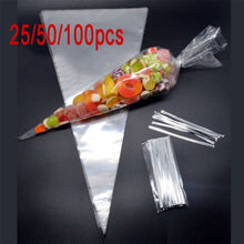 Load image into Gallery viewer, 25/50/100pcs Christmas gift flowers wedding party popcorn Halloween candy transparent cellophane packaging bag