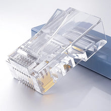 Load image into Gallery viewer, 50pcs Rj45 Connector Cat5e Cat6 Connector Network Unshielded 8Pin Modular Utp Rj45 Plugs Have Hole HY1525