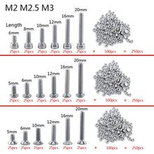 Load image into Gallery viewer, Screws 250pc/set A2 Stainless Steel M3 Cap/Button/Flat Head Screws Sets Phillips Hex Socket Bolt With Hex Nuts Assortment Kit Mayitr