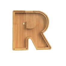 Load image into Gallery viewer, 26 Letter Wooden Piggy Bank with Name Sticker Personalized Transparent Glass Money Box for Kids Children Gift Home Decoration