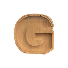 Load image into Gallery viewer, 26 Letter Wooden Piggy Bank with Name Sticker Personalized Transparent Glass Money Box for Kids Children Gift Home Decoration