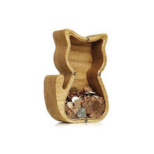 Load image into Gallery viewer, 26 Letter Wooden Piggy Bank with Name Sticker Personalized Transparent Glass Money Box for Kids Children Gift Home Decoration