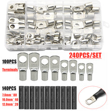Load image into Gallery viewer, 260/240/60CPS Assorted Car Copper Ring Terminal Wire Crimp Connector Bare Cable Battery Terminals Soldered Connectors Kit