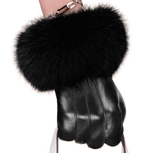 Load image into Gallery viewer, Korean Style High-End Full-Grain Sheepskin Touch Screen Fleece Lined Padded Warm Keeping Leather Gloves
