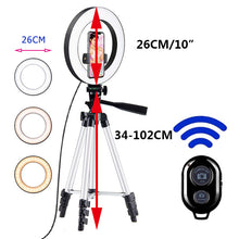 Load image into Gallery viewer, 26cm Photo Ringlight Led Selfie Ring Light Phone Remote Control Lamp Photography Lighting With Tripod Stand Holder Youtube Video
