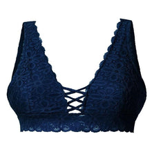 Load image into Gallery viewer, Summer V-neck Sleeveless Crop Tops Causal Women Lightweight Stretchy Floral Lace Lingeries Criss Cross Bralette Top