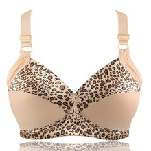 Load image into Gallery viewer, Women's Plus Size Bra Leopard Print Wire Free Bras Ajusted Brassiere Thin Cup Underwear