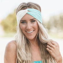 Load image into Gallery viewer, Korean Sweet Cute Contrast Color Wide Edge Headband Color Matching Elastic Ladies Cross Hair Band Headband