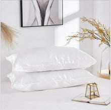 Load image into Gallery viewer, 2PCS Satin Silk Pillowcase Black White Solid Color Satin Imitated Silk Pillow Cover US Twin Queen King Size Pillowcase Dropship