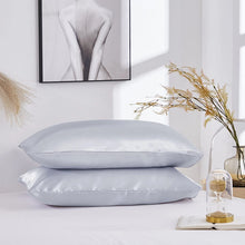 Load image into Gallery viewer, 2PCS Satin Silk Pillowcase Black White Solid Color Satin Imitated Silk Pillow Cover US Twin Queen King Size Pillowcase Dropship