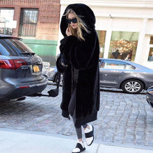 Load image into Gallery viewer, Winter Women Faux Fur Fashionable Beaver Rabbit Hair Thicken Warm Long Hooded Loose Casual Coat