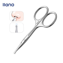 Load image into Gallery viewer, LLANO Nose Hair Scissor Rounded Professional Stainless Steel Mustache Facial Hair Beard Eyebrows Eyelashes Trimming Clippers