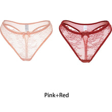 Load image into Gallery viewer, Varsbaby Sexy Transparent Lace 2Pcs Low-waist ThongPanties