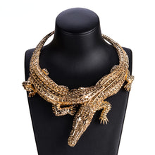 Load image into Gallery viewer, Exaggerated Punk Full Rhinestone Crocodile Necklace for Women Fashion Trend Statement Necklace Collar