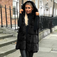 Load image into Gallery viewer, Women Sleeveless Hooded Coat Solid Color Plus Size Warm Long Wool Coat