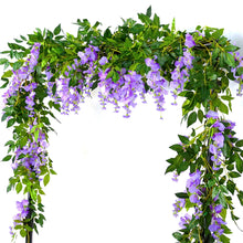 Load image into Gallery viewer, 2pcs 1.8m Wisteria Artificial Flower Vine Ivy Leaf Garland Rattan String Flowers Wedding Arch Decoration Home Garden Party Decor