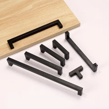 Load image into Gallery viewer, Doorknob 3-15Inch Black Cabinet Handles Stainless Steel Square Closet Drawer Cupboard Pulls Bathroom Door Knobs Furniture Kitchen Handle