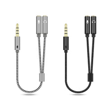 Load image into Gallery viewer, 3.5mm Headset Adapter Headphone Mic Y Splitter Cable 3.5mm AUX Stereo Male to 2 Female Separate Audio Microphone Plugs