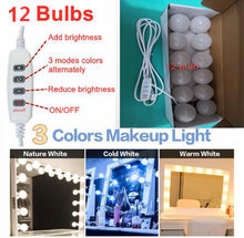 Load image into Gallery viewer, 3 Colors LED Makeup Mirror Light Bulb Vanity Lights Dimmable Wall Mirror Lamp 2,4,6,10,12 Bulbs Kit for Dressing Room