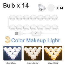 Load image into Gallery viewer, 3 Colors Makeup Mirror Lamp Led Professional Touch Dimming Dressing Table Vanity Lamp USB Bulb Make Up Mirror Lights