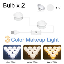 Load image into Gallery viewer, 3 Colors Makeup Mirror Lamp Led Professional Touch Dimming Dressing Table Vanity Lamp USB Bulb Make Up Mirror Lights