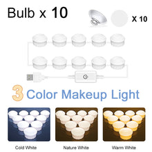 Load image into Gallery viewer, 3 Colors Makeup Mirror Lamp Led Professional Touch Dimming Dressing Table Vanity Lamp USB Bulb Make Up Mirror Lights