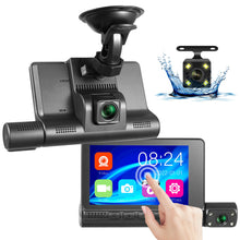 Load image into Gallery viewer, 3 Lens Touch Screen Car Video Recorder 4 In Dash Cam Blcak Box IPS 1080P HD Car Mirror Recorder DVR Dash Camera Cars Camcorder