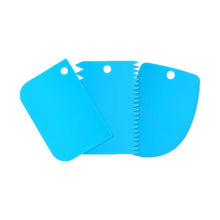 Load image into Gallery viewer, 3Pcs/set Cake Cream Scraper Plastic Straight Arc Tooth Shape Cream Bread Baking Dough Pastry Cutter Fondant Spatulas Tools