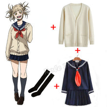 Load image into Gallery viewer, My Hero Academia Cosplay Halloween Costume Anime Boku No Hero Academia Himiko Toga JK Uniform Sweater Coat Wig Costumes