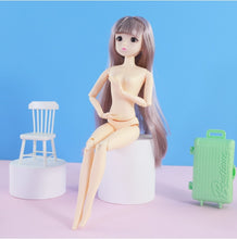 Load image into Gallery viewer, 30cm Blue Eyes 1/6 BJD Dolls Ball Joint Doll with 3D Eyes Purple/ Gray Hair Female Naked Body Dolls Toy for Girls Fashion Doll