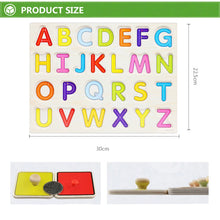 Load image into Gallery viewer, Kid Early educational toys baby hand grasp wooden puzzle toy alphabet and digit learning education child wood jigsaw toy 30cm