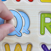 Load image into Gallery viewer, Kid Early educational toys baby hand grasp wooden puzzle toy alphabet and digit learning education child wood jigsaw toy 30cm