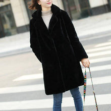 Load image into Gallery viewer, Fashionable Plus Size Thick Fur Coat Imitation Mink Fur Slim Mid-length Coat