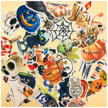 Load image into Gallery viewer, 33pcs Hand Drawing Watercolor Halloween Eve Stickers decoration Notebook Planner Scrapbooking, DIY Paper Sticker