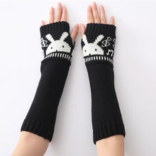 Load image into Gallery viewer, Cross-Border Autumn and Winter New Rabbit Head Open Finger Wool Cycling Warm Gloves Men and Women Knitted Half Finger Arm Sleeve