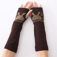 Load image into Gallery viewer, Cross-Border Autumn and Winter New Rabbit Head Open Finger Wool Cycling Warm Gloves Men and Women Knitted Half Finger Arm Sleeve